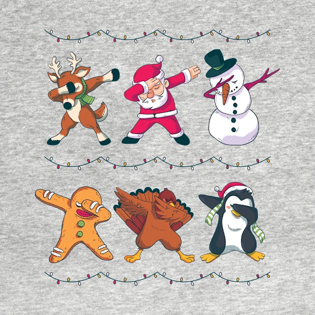Christmas Dabbing Santa Reindeer Snowman Penguin Gingerbread Cookie Funny Kids by Evoke Collective